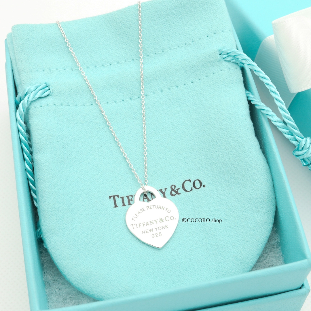 美品】TIFFANYu0026Co. ブルー エナメル ハート タグ ネックレス-