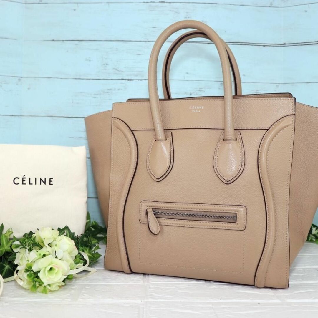 CELINE セリーヌ ラゲージ ミニショッパー ベージュ色-