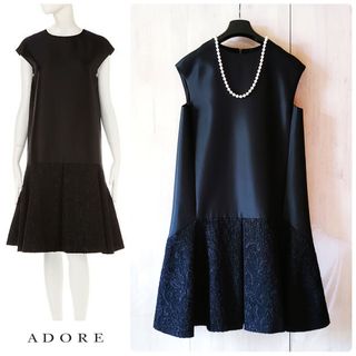 アドーア(ADORE)の◆希少新品◆定価6.8万円 ADORE ジャガード切り替えワンピース　結婚式(ひざ丈ワンピース)