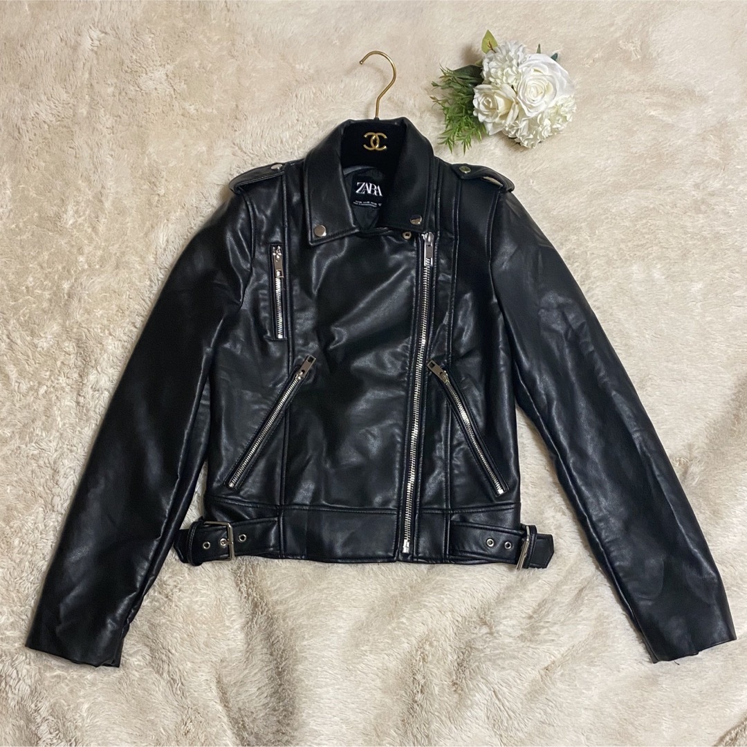 ZARA フェイクレザー　ライダースジャケット　レザー　ジャケット　XS