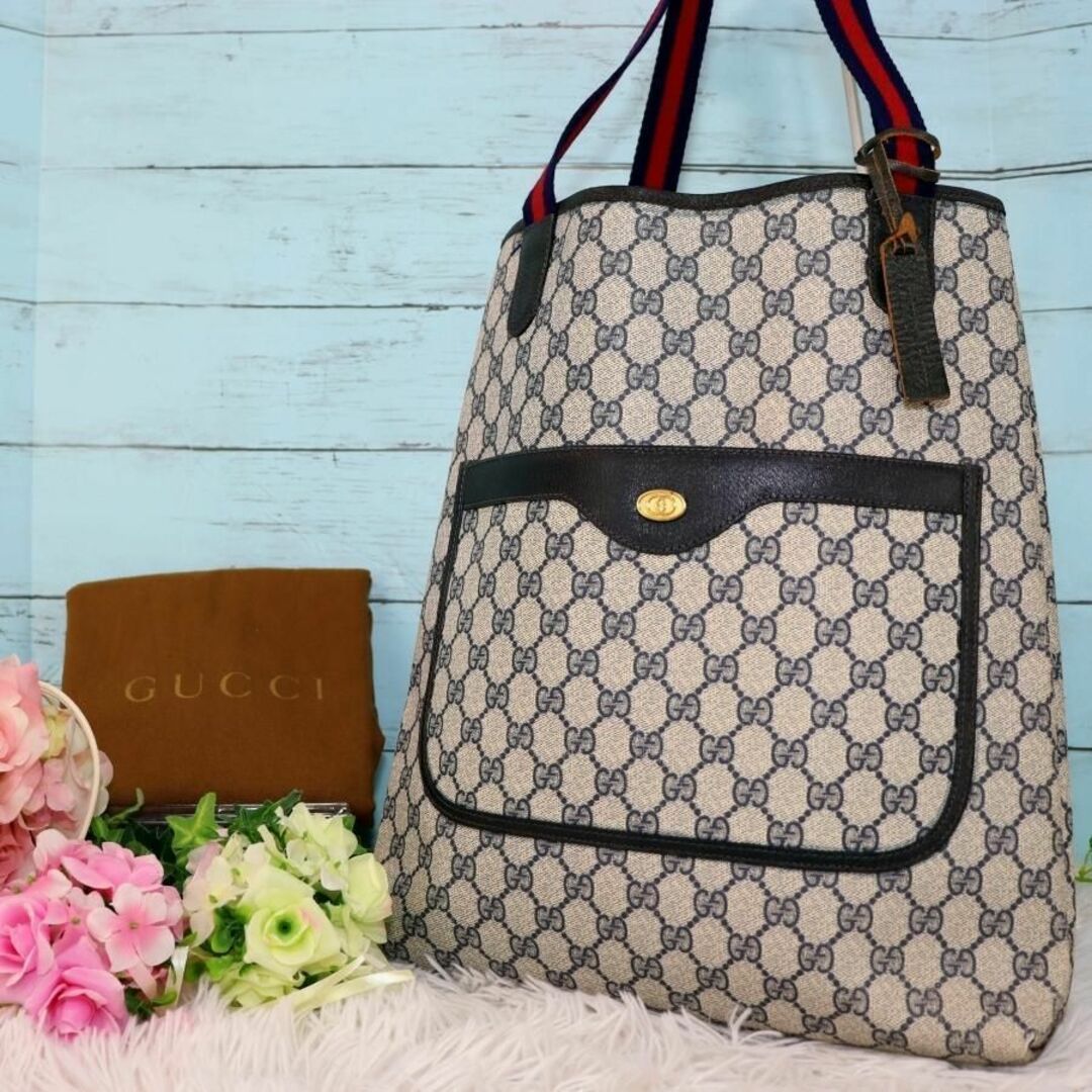 グッチ GUCCI オールドグッチ トートバッグ シェリーライン GGスプリーム-