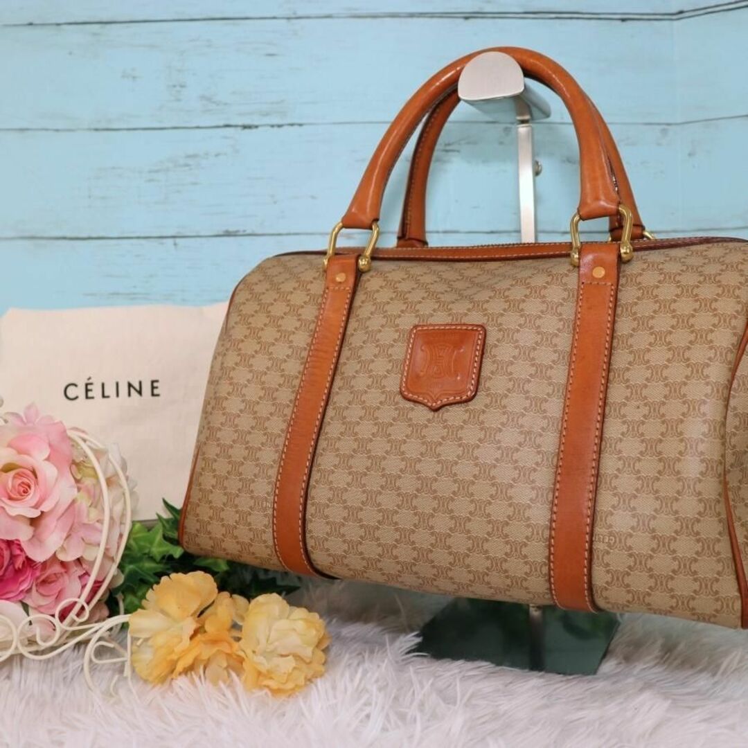 celine - オールドセリーヌ マカダム ボストンバッグ ベージュ