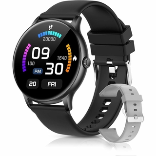 【新モデル】スマートウォッチ 丸型 Bluetooth通話機能付き 超薄型(腕時計(デジタル))