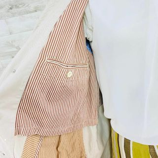 45R - 【美品】45r ステンカラーコート L ミドル丈 ベージュ 赤