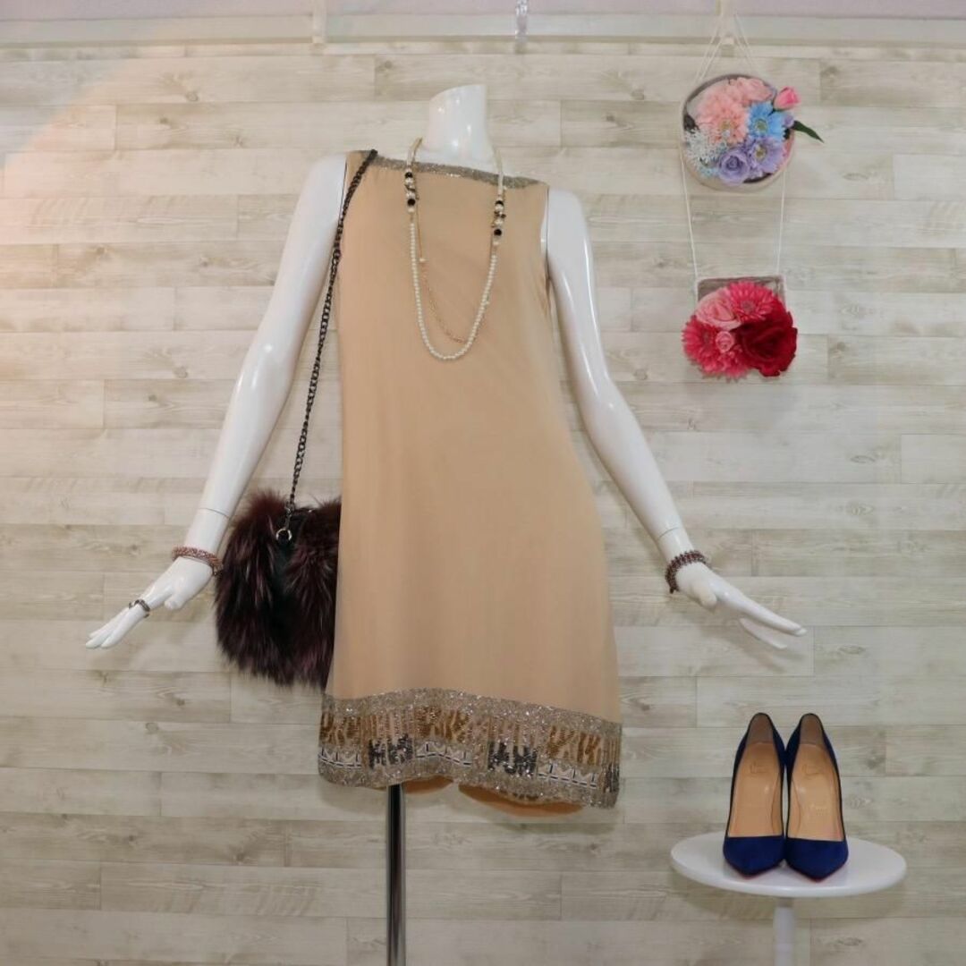 Alice+Olivia - Alice + Olivia シルクワンピース ベージュ S ビジュー