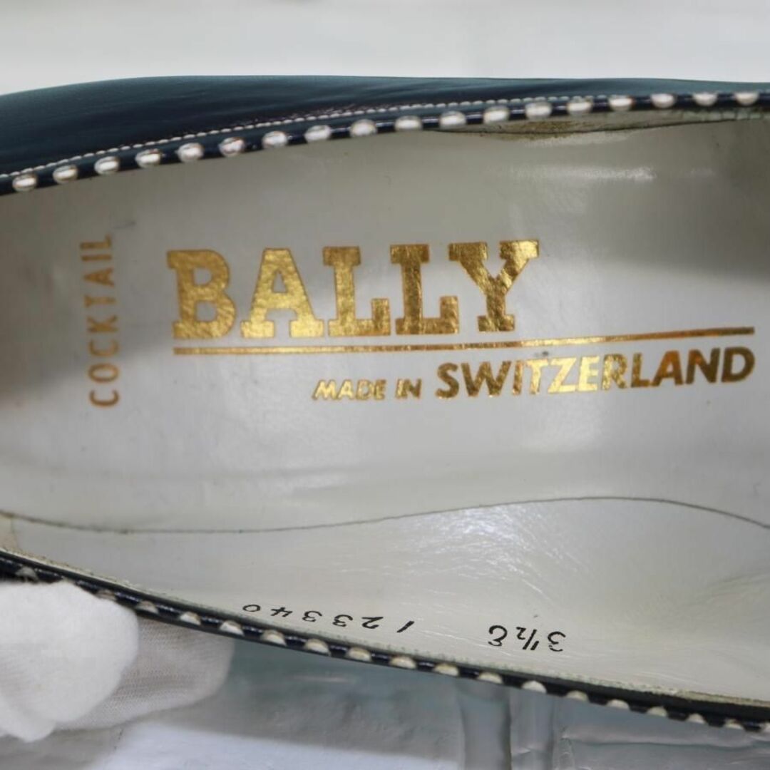 BALLY バリー レザーパンプス 22.0 紺×白 太ヒール ほぼ未使用 1