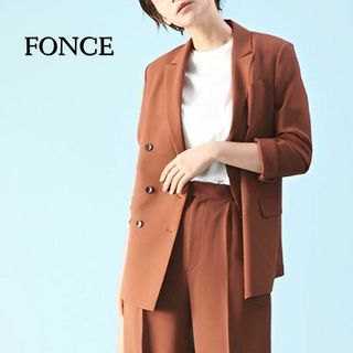 フォンセ(FONCE)のゆったりシルエットでこなれ感♪　さらさらテーラードジャケット　M　ブラウン(テーラードジャケット)