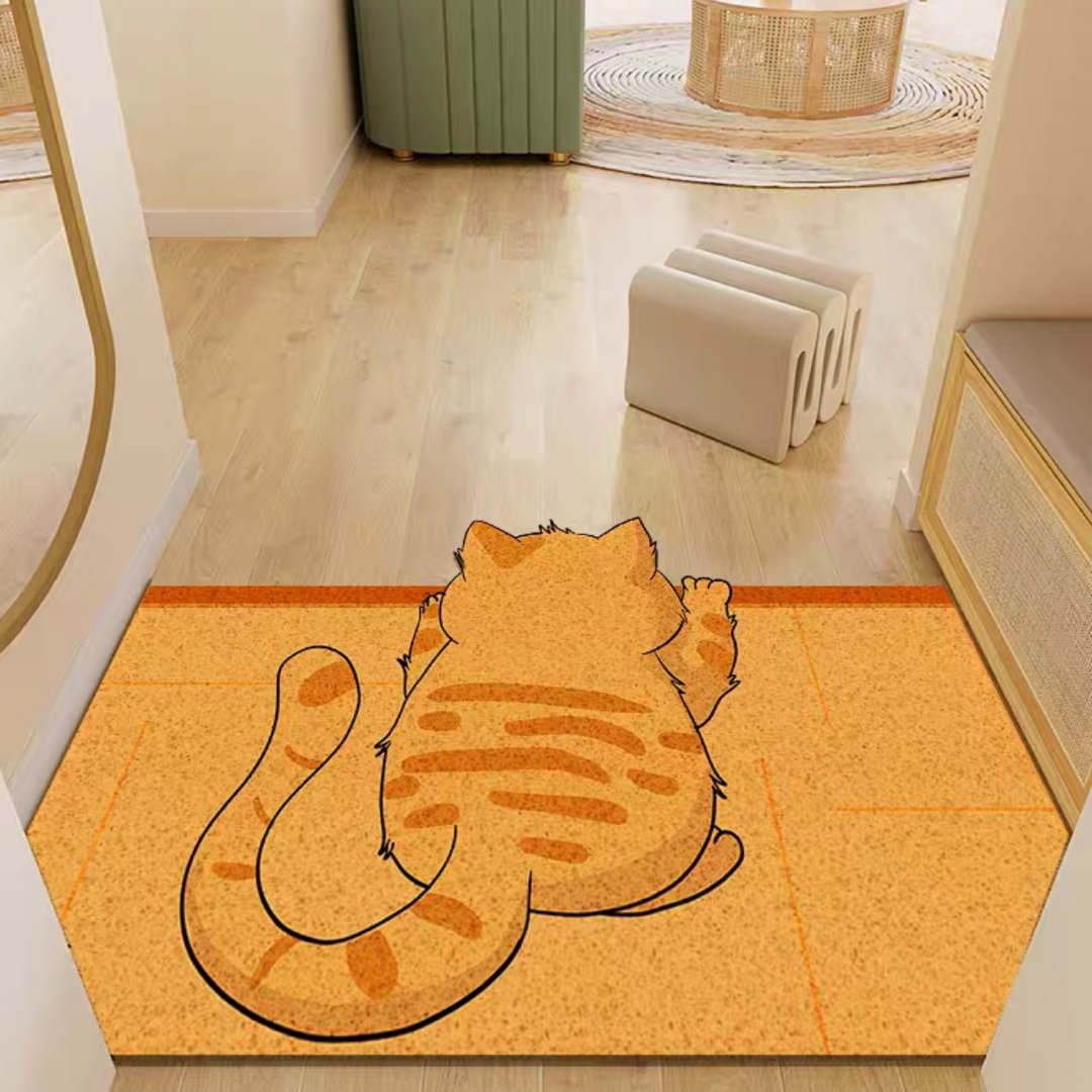ラグマット 泥落とし 洗える 玄関マット 屋外 屋内 カーペット ネコ猫 ...