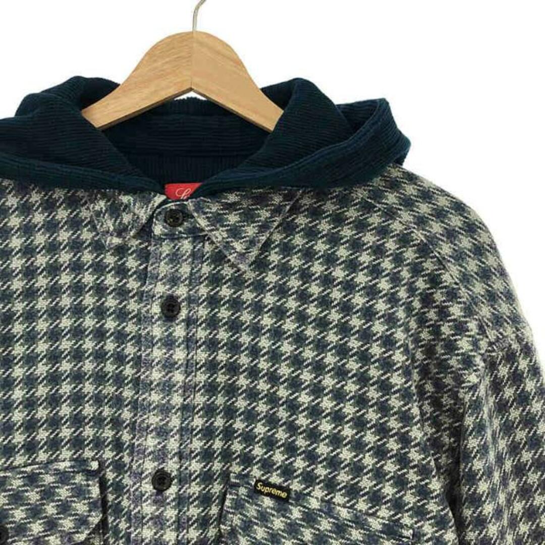 シュプリーム  22AW  Houndstooth Flannel Hooded Shirt フランネルサーマルフード長袖シャツ  メンズ L