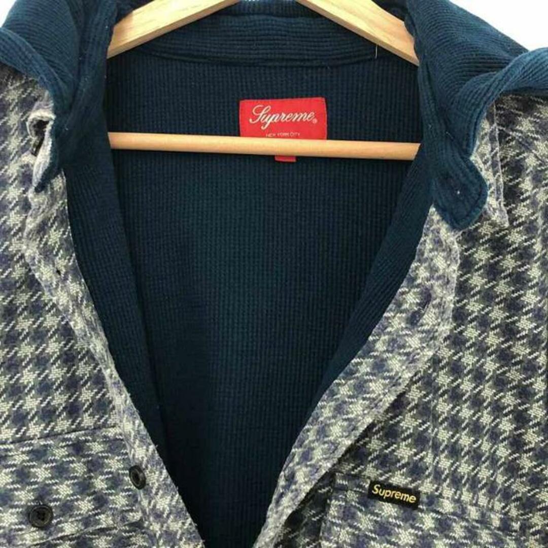 Supreme(シュプリーム)のSUPREME / シュプリーム | 2022AW | Houndstooth Flannel Hooded Shirt / フランネル サーマル パーカー シャツ | M | ブルー | メンズ メンズのトップス(Tシャツ/カットソー(七分/長袖))の商品写真