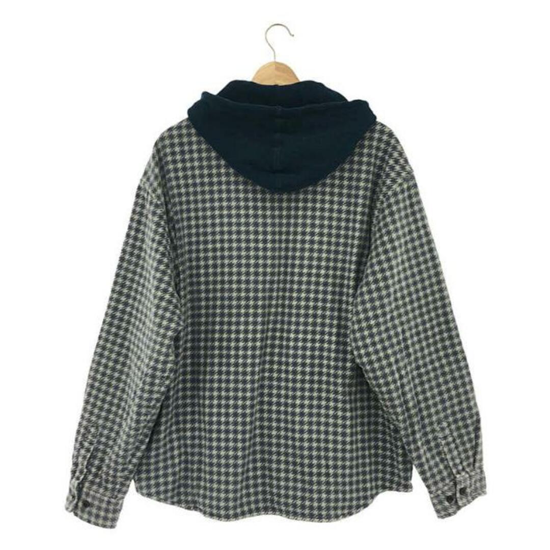 SUPREME / シュプリーム | 2022AW | Houndstooth Flannel Hooded Shirt / フランネル サーマル  パーカー シャツ | M | ブルー | メンズ