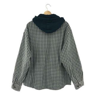 Supreme シュプリーム シャツ 千鳥柄 裏地サーマル フード付き ヘビー フランネルシャツ Houndstooth Flannel Hooded Shirt 22AW ライトネイビー XL トップス カジュアル 長袖 【メンズ】【美品】