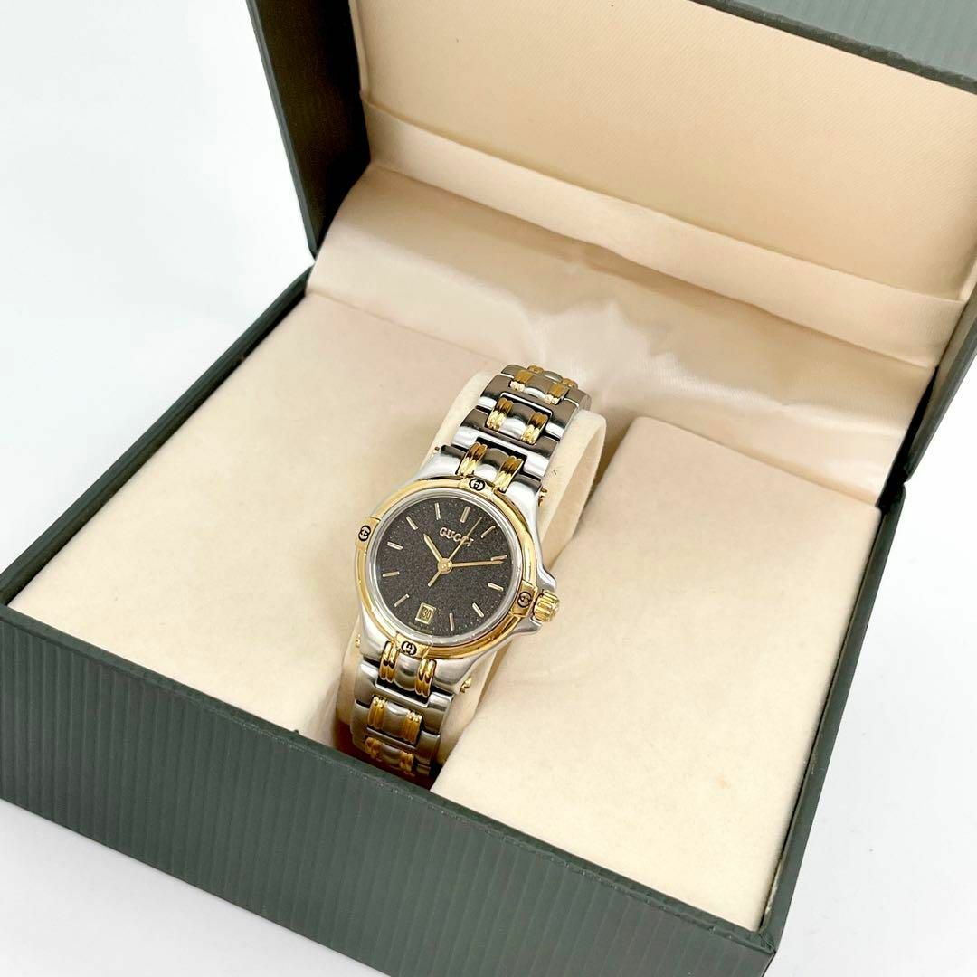 Gucci - 186 GUCCI グッチ時計 コンビ ブラックパール レディース