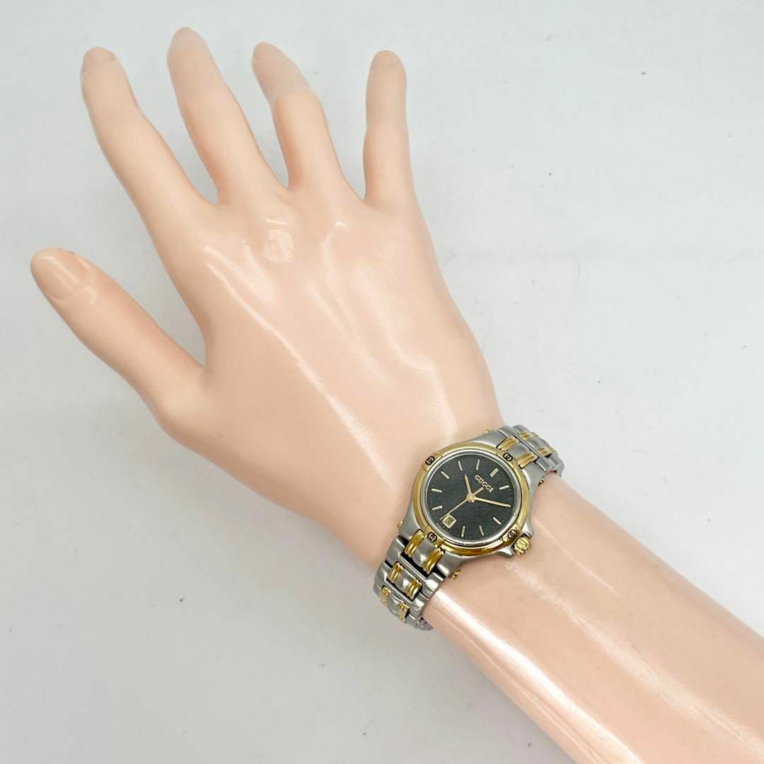 Gucci - 186 GUCCI グッチ時計 コンビ ブラックパール レディース