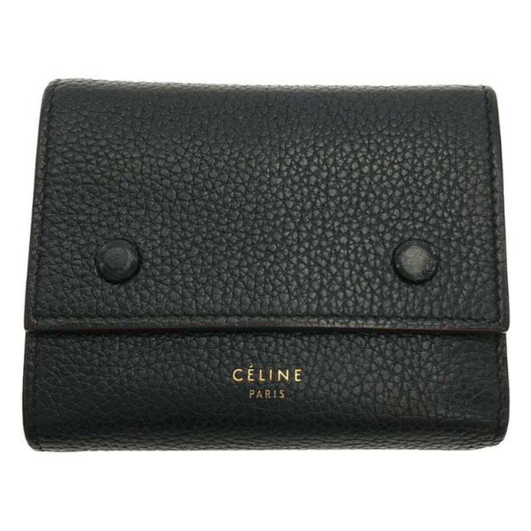 【美品】  CELINE / セリーヌ | スモールトリフォールド レザー コンパクトウォレット 折りたたみ財布 | ー | ネイビー | レディース