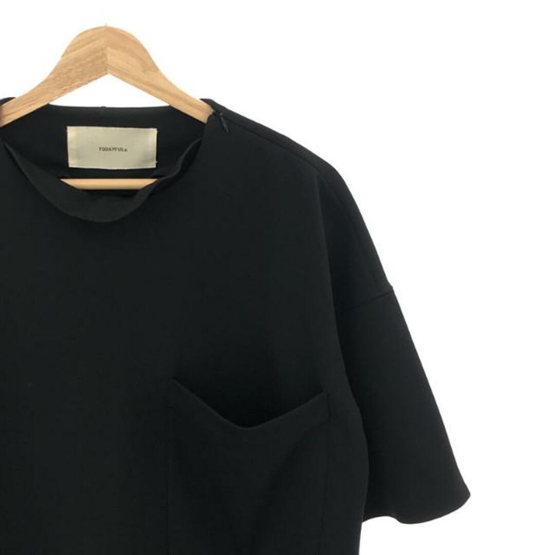 TODAYFUL(トゥデイフル)のTODAYFUL / トゥデイフル | ハーフスリーブツイルプルオーバー | F | ブラック | レディース レディースのトップス(Tシャツ(半袖/袖なし))の商品写真