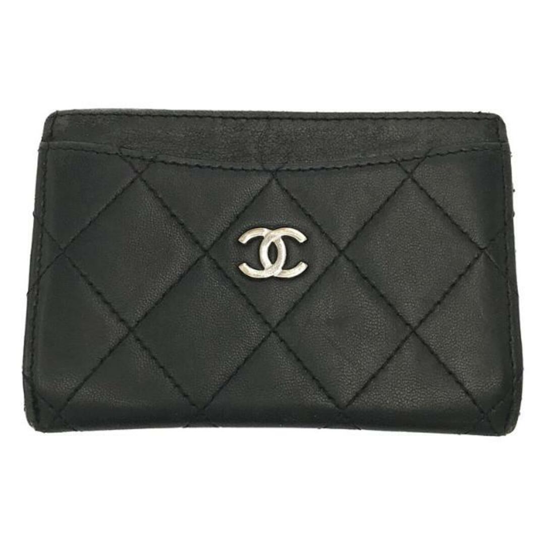 CHANEL カードケース 名刺入れ マトラッセ ココマーク ブラック名刺入れ/定期入れ