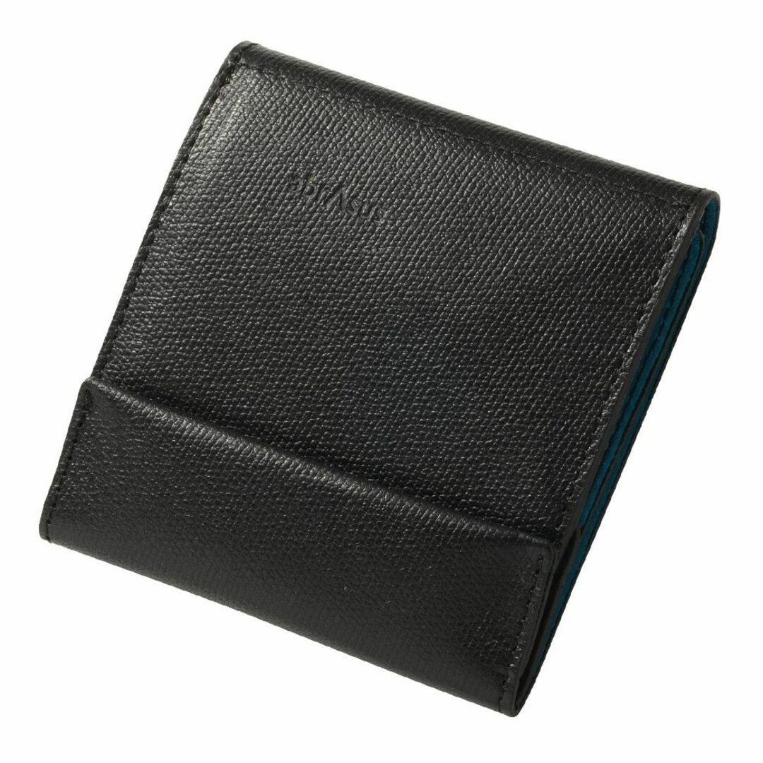 【色: ブラック × ターコイズ】[アブラサス] 薄い財布 レザー 薄型 メンズ