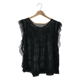 イザベルマラン(Isabel Marant)のISABEL MARANT / イザベルマラン | ラミー フリル ピンタック ノースリーブ チュニック ブラウス | 36 | ブラック | レディース(シャツ/ブラウス(半袖/袖なし))