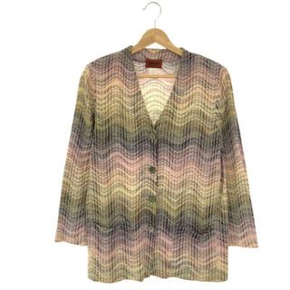 ミッソーニ(MISSONI)のMISSONI / ミッソーニ | Vネック メッシュニット カーディガン | 44 | マルチカラー | レディース(カーディガン)