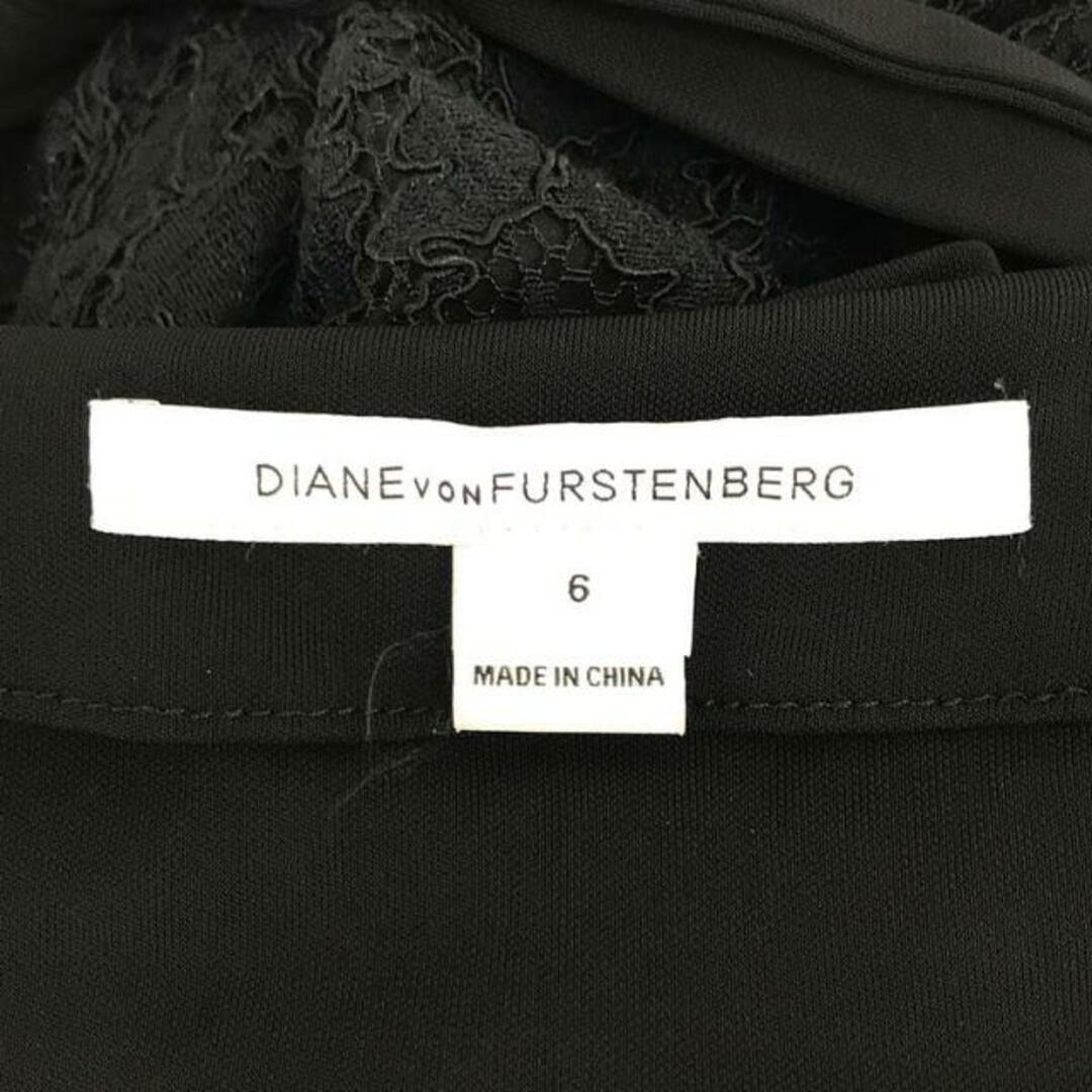 DIANE von FURSTENBERG(ダイアンフォンファステンバーグ)のDIANE VON FURSTENBERG / ダイアンフォンファステンバーグ | レース切替ラップ カシュクール ワンピース | 6 | ブラック | レディース レディースのワンピース(ロングワンピース/マキシワンピース)の商品写真