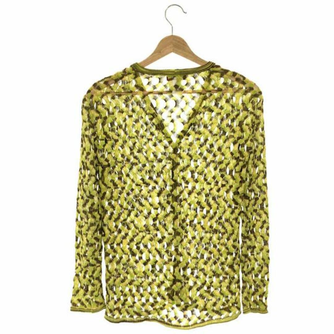 MISSONI / ミッソーニ | 総柄 Vネック カーディガン | 40 | ライムグリーン/ブラウン/イエロー | レディース