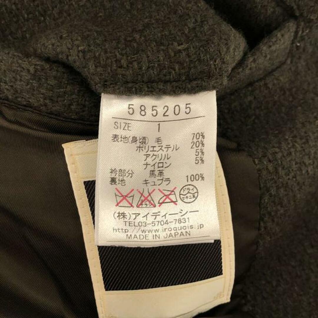 Iroquois / イロコイ | ホースハイド オートミールクロス 切替 ノーカラー ジャケット | 1 | カーキ / ブラック | メンズ
