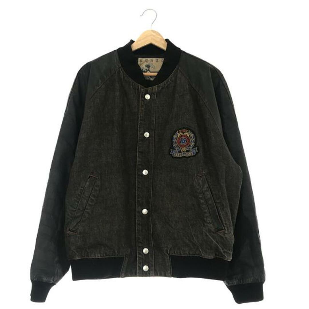 KENZO / ケンゾー | 80s ヴィンテージ 浮世絵タグ デニム レザー 切替 ワッペン 刺繍 スタジャン | F | ブラック | メンズ | フリマアプリ ラクマ