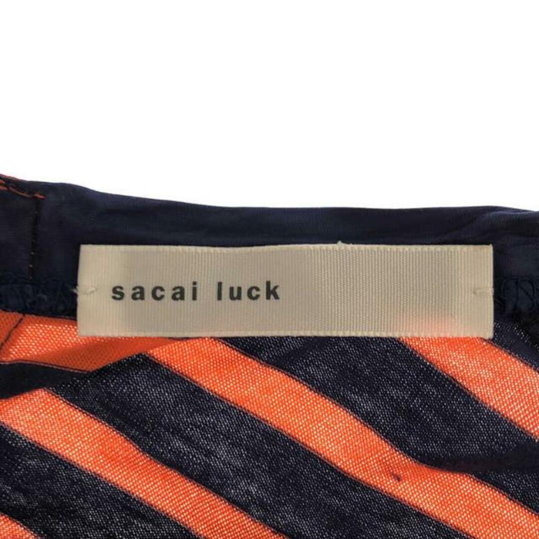 sacai luck(サカイラック)のsacai luck / サカイラック | バックレースアップ 切替 ボーダー カットソー | 2 | オレンジ/ネイビー | レディース レディースのトップス(Tシャツ(長袖/七分))の商品写真