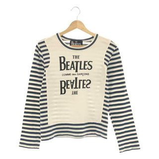 コムデギャルソン(COMME des GARCONS)のCOMME des GARCONS / コムデギャルソン | 2013AW | × The Beatles ザ・ビートルズ ボーダー切替 プリント ロングスリーブ Tシャツ | XS | ホワイト / ネイビー | レディース(Tシャツ(長袖/七分))