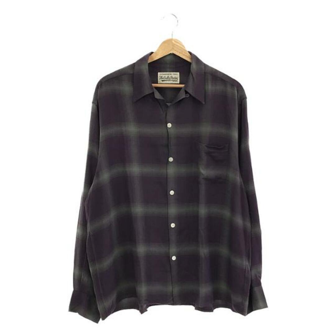 WACKO MARIA / ワコマリア | 2023SS | OMBRE CHECK OPEN COLLAR SHIRT / レーヨン オンブレチェック オープンカラーシャツ | XL | PURPLE | メンズ | フリマアプリ ラクマ