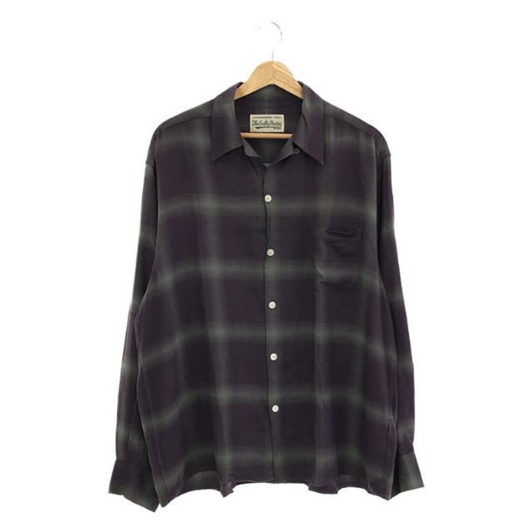 WACKO MARIA / ワコマリア | 2023SS | OMBRE CHECK OPEN COLLAR SHIRT / レーヨン  オンブレチェック オープンカラーシャツ | XL | PURPLE | メンズ | フリマアプリ ラクマ