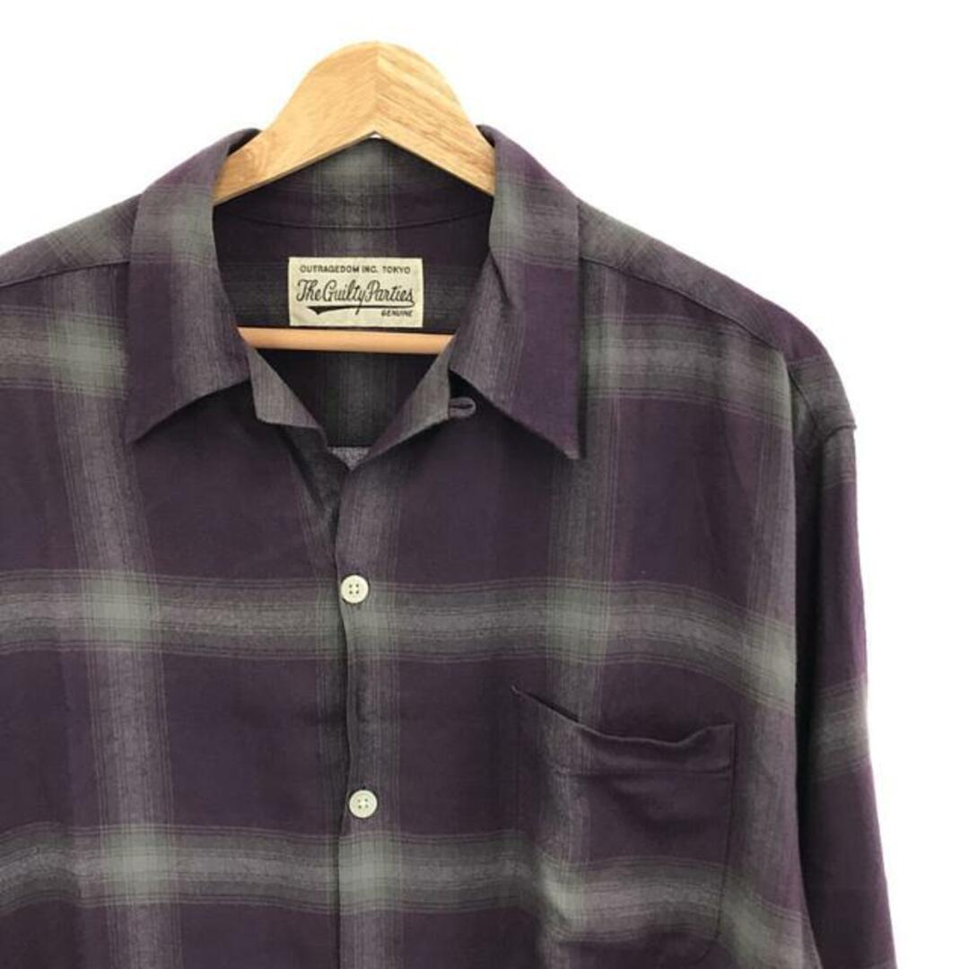 WACKO MARIA / ワコマリア | 2023SS | OMBRE CHECK OPEN COLLAR SHIRT / レーヨン  オンブレチェック オープンカラーシャツ | XL | PURPLE | メンズ