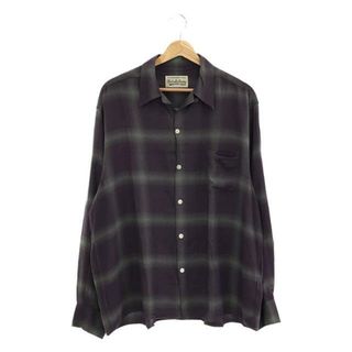 ワコマリア(WACKO MARIA)のWACKO MARIA / ワコマリア | 2023SS | OMBRE CHECK OPEN COLLAR SHIRT / レーヨン オンブレチェック オープンカラーシャツ | XL | PURPLE | メンズ(Tシャツ/カットソー(七分/長袖))