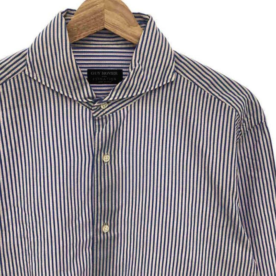GUY ROVER(ギローバー)のGUY ROVER / ギローバー | PER ESTNATION ストライプ ステッチ刺繍 シャツ | M | ホワイト / ブルー | メンズ メンズのトップス(Tシャツ/カットソー(七分/長袖))の商品写真