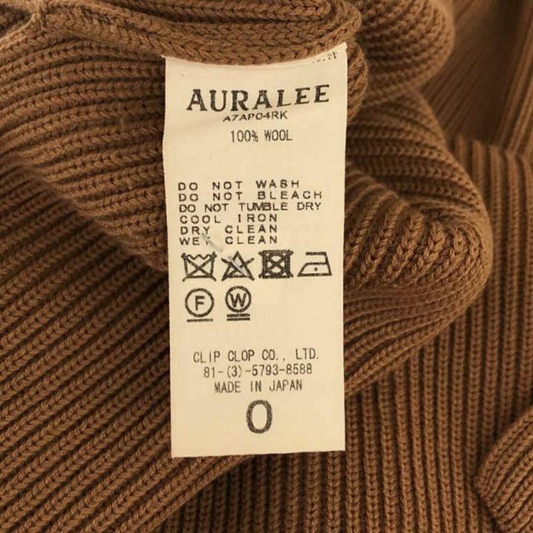 【美品】 AURALEE / オーラリー | SUPER FINE WOOL RIB KNIT RAGLAN PULLOVER ウール リブニット | 0 | ブラウン | レディース