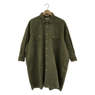 インディヴィジュアライズドシャツ(INDIVIDUALIZED SHIRTS)のINDIVIDUALIZED SHIRTS / インディビジュアライズドシャツ | USA製 コットン ヘリンボーン ロングシャツ ワンピース | 16 | カーキ | レディース(ひざ丈ワンピース)