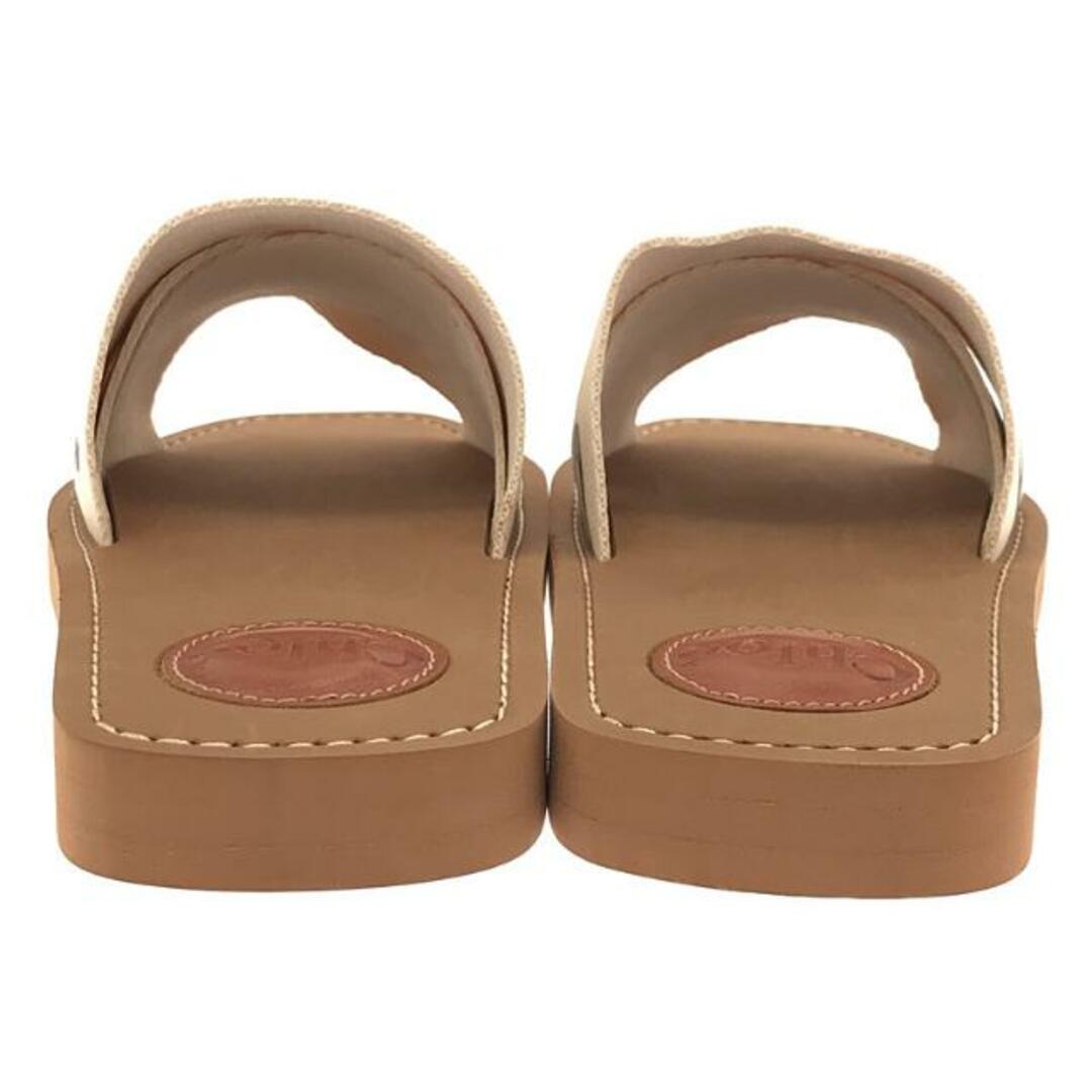 【新品】 Chloe / クロエ | WOODY SLIDES / ロゴ フラットミュール サンダル | 36 | アイボリー/ブラウン | レディース