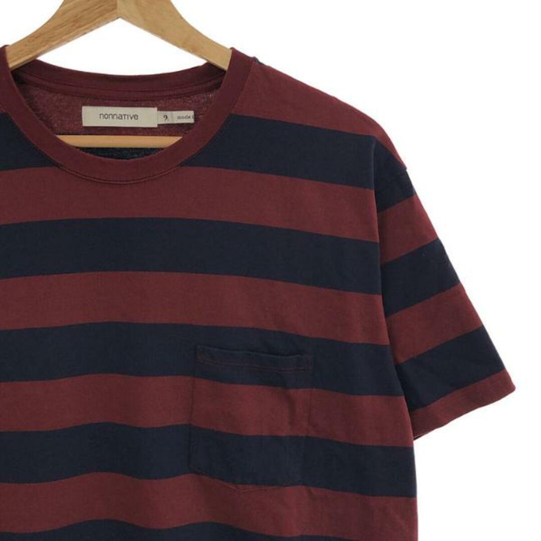 nonnative(ノンネイティブ)のnonnative / ノンネイティブ | DWELLER S/S TEE COTTON JERSEY WIDE BORDER / ボーダーTシャツ | 2 | ボルドー/ネイビー | メンズ メンズのトップス(Tシャツ/カットソー(半袖/袖なし))の商品写真