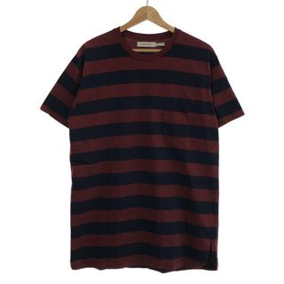 ノンネイティブ(nonnative)のnonnative / ノンネイティブ | DWELLER S/S TEE COTTON JERSEY WIDE BORDER / ボーダーTシャツ | 2 | ボルドー/ネイビー | メンズ(Tシャツ/カットソー(半袖/袖なし))