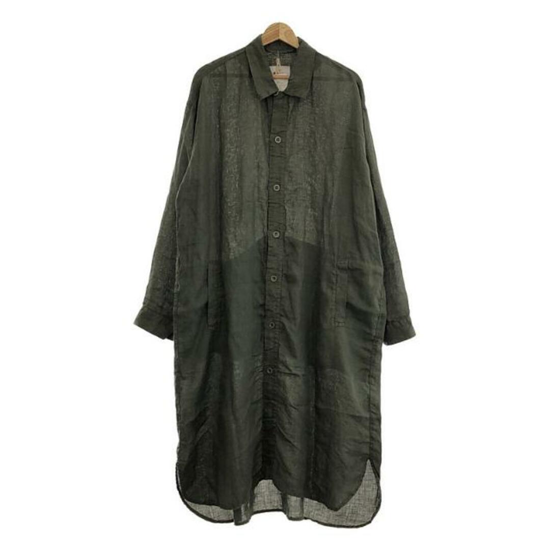 【新品】 HTS / エイチティーエス | 2023SS | WORK BUTTON SHIRT リネン ロングシャツ ワンピース | 46 |  グリーン | レディース | フリマアプリ ラクマ