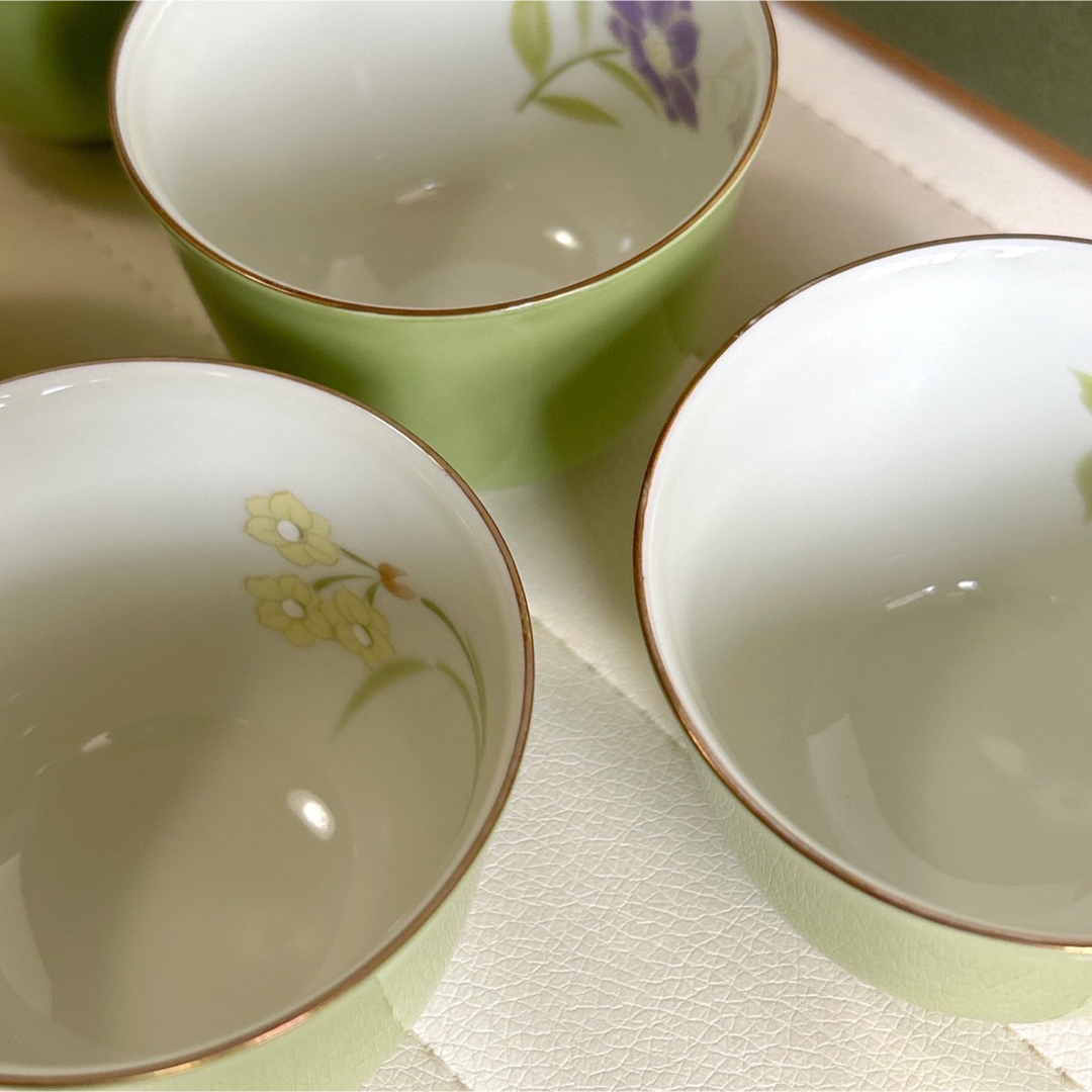 有田焼 深川製磁 青磁 百合型仙茶碗揃 5客 茶器 湯呑み 和食器 湯飲み ...