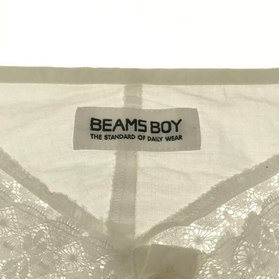 BEAMS(ビームス)のBEAMS / ビームス | BEAMS BOY レース 切替 カラーレスシャツ | ホワイト | レディース レディースのトップス(シャツ/ブラウス(長袖/七分))の商品写真