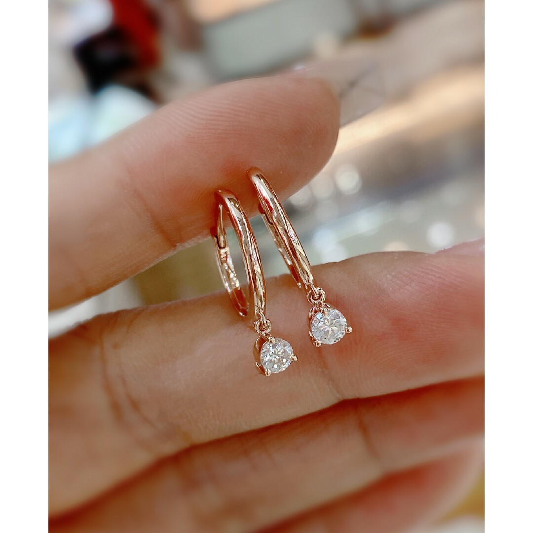 天然ダイヤモンドピアス0.4ct k18 - ピアス