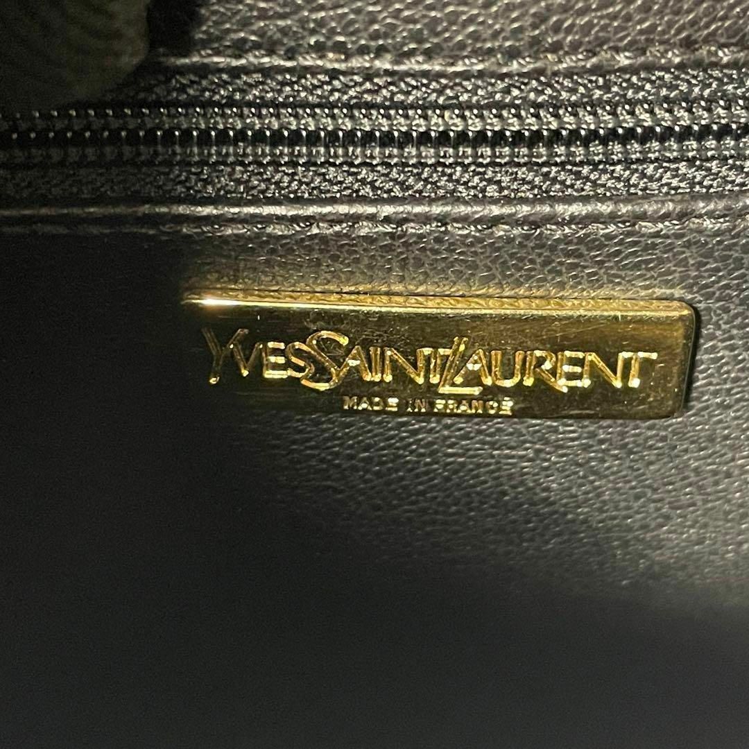 【美品】イヴ・サンローラン Yカットライン ネイビー レザー ショルダーバッグ