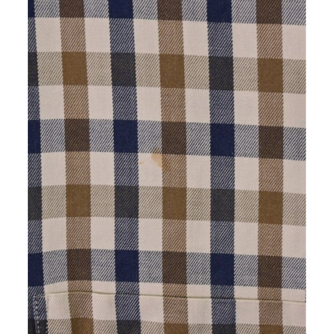 AQUASCUTUM カジュアルシャツ M ベージュx茶x紺(チェック) 【古着】【中古】