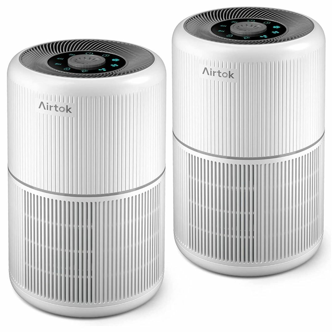 ラウンド  Airtok 空気清浄機 （2個入り）花粉対策 小型 20畳空気清浄機, 5重 スマホ/家電/カメラ