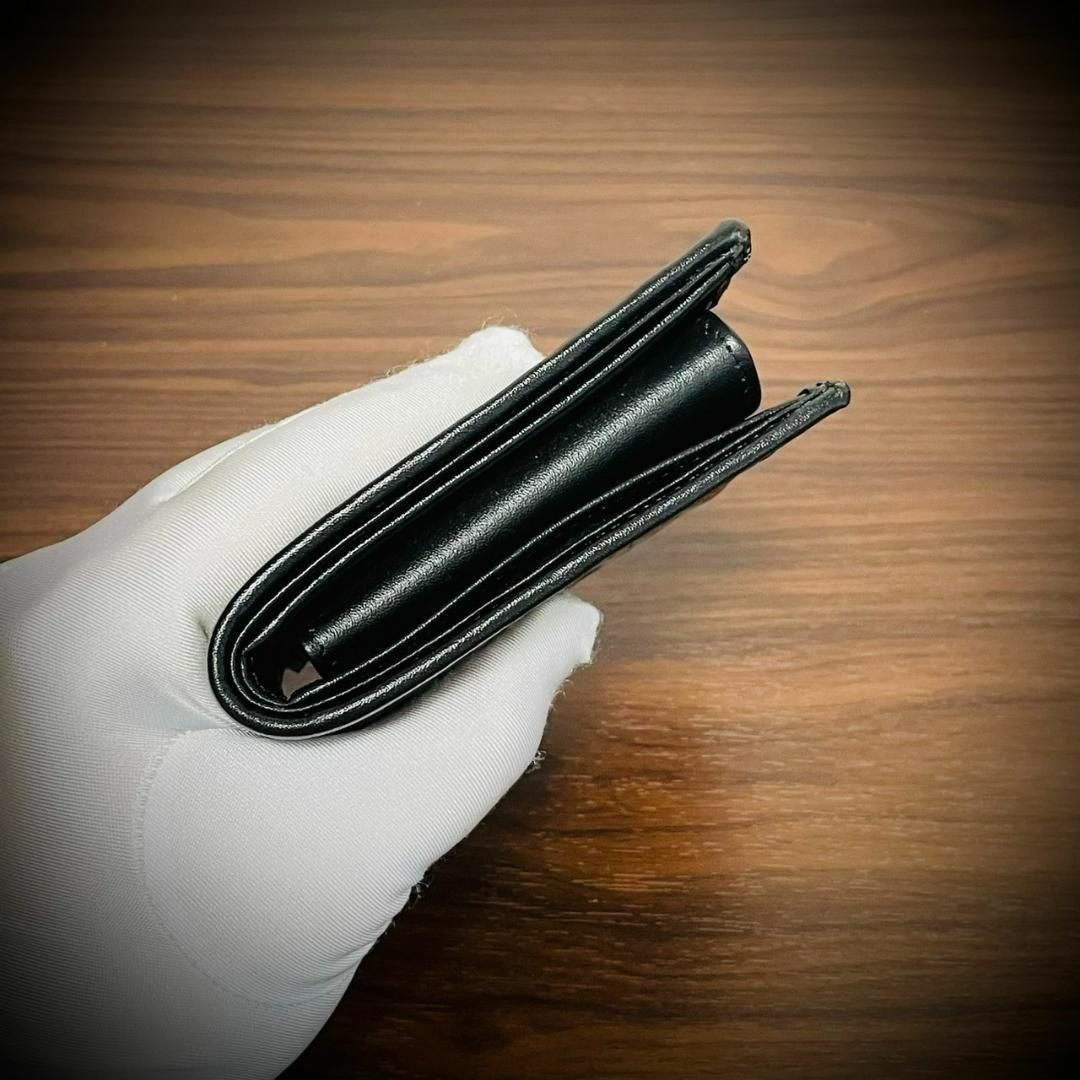 シャイニング クロコダイル メンズ財布 二つ折り 財布 ブラック 黒 証明証付