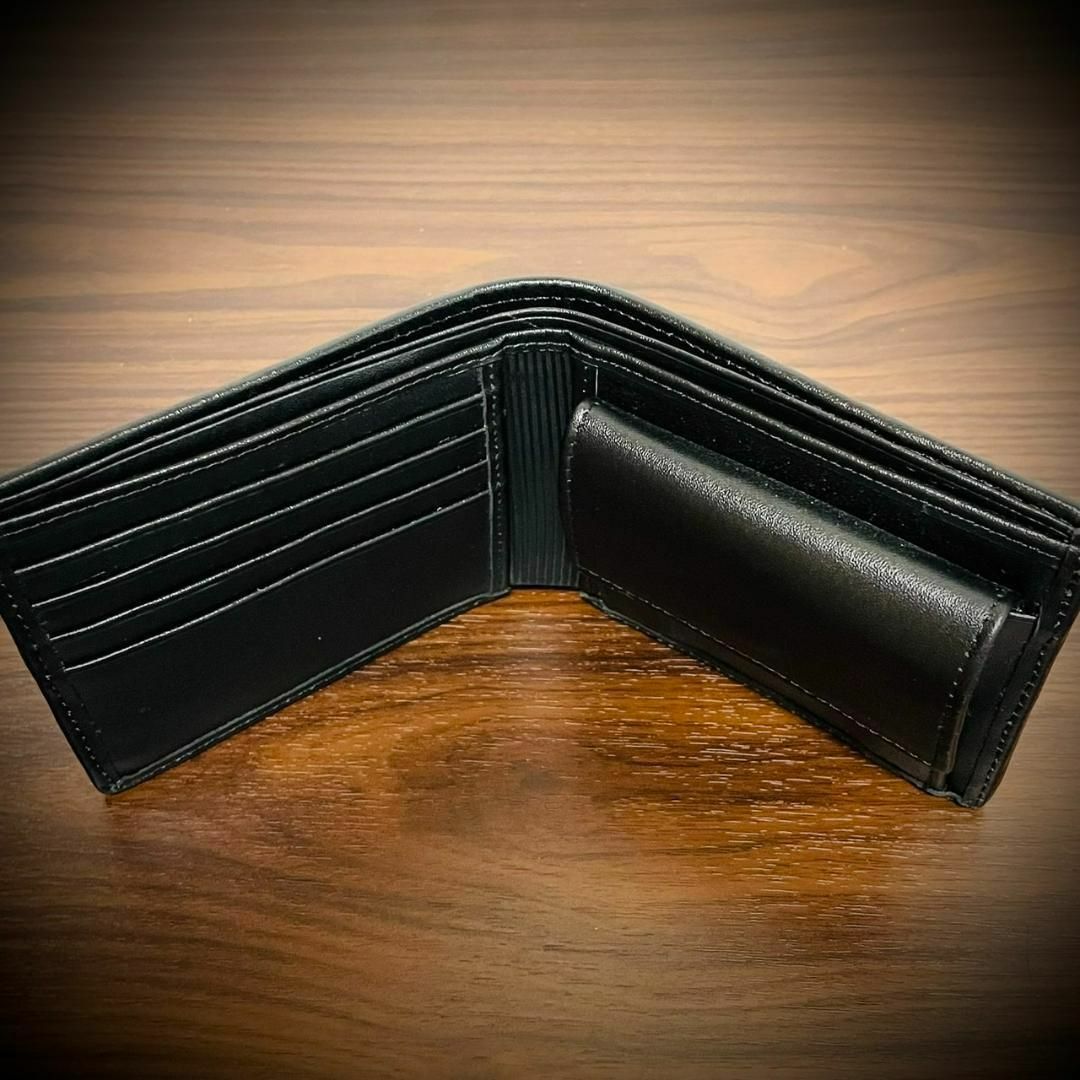 シャイニング クロコダイル メンズ財布 二つ折り 財布 ブラック 黒 証明証付