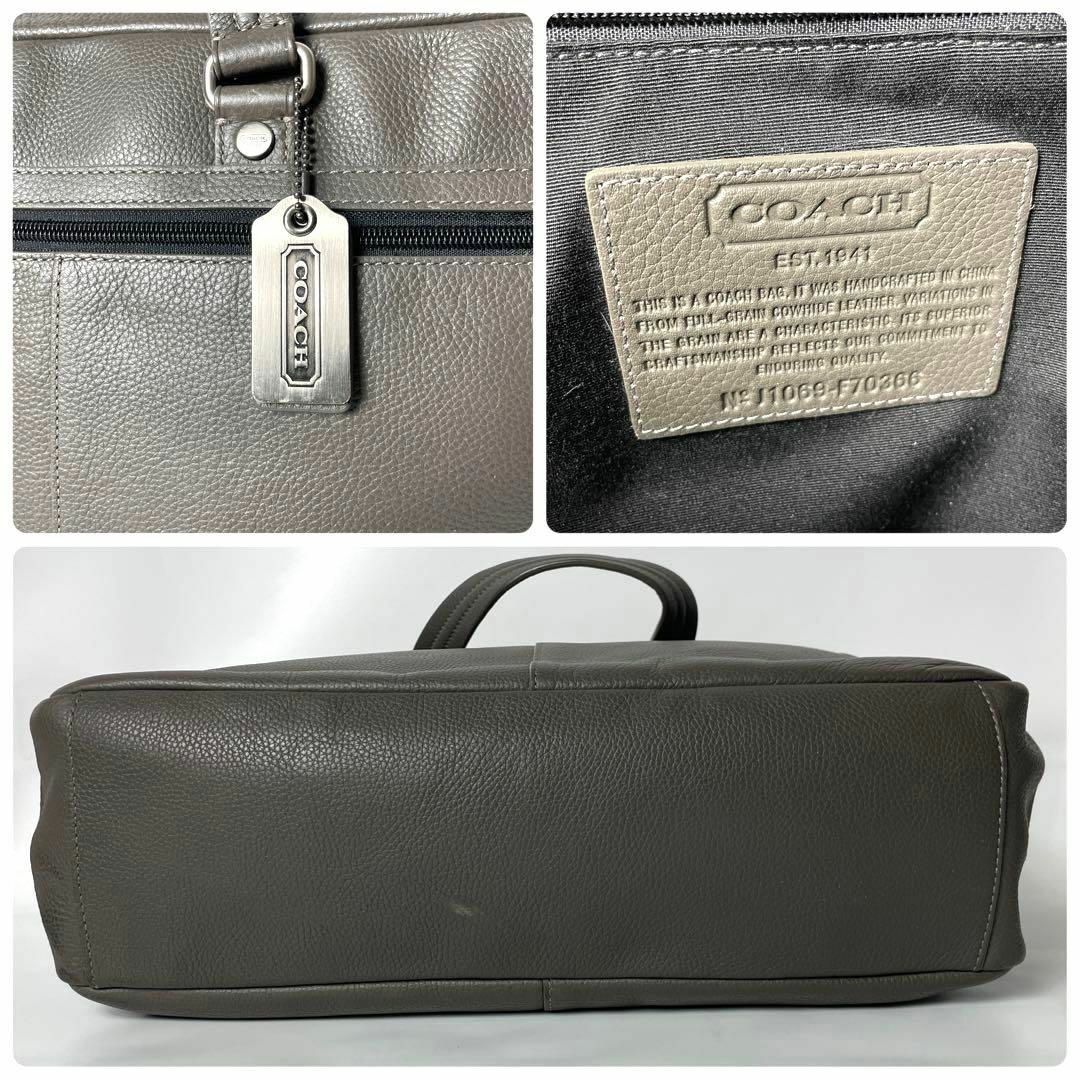 美品】コーチ ビジネスバッグ 2way ショルダー A4収納可能 グレー-
